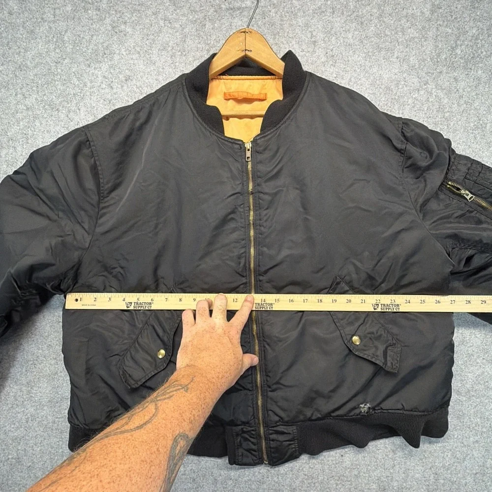 Vintage Alpha Industries MA-1 Jacket Mens 2XL Black Bomber Thrashed Broken Zip